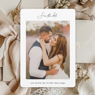 Minimale handgeschriebene Foto-Hochzeit Save The Date