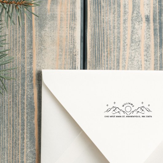 Minimale handgezeichnet Rücksendeadresse der Gebir Permastempel