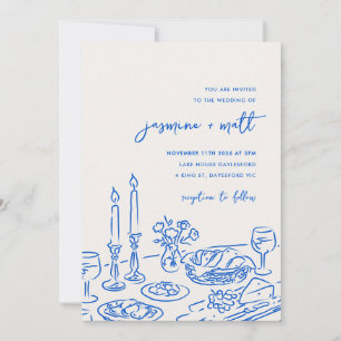 Minimale handgezeichnete skurrile Doodle-Hochzeits Save The Date