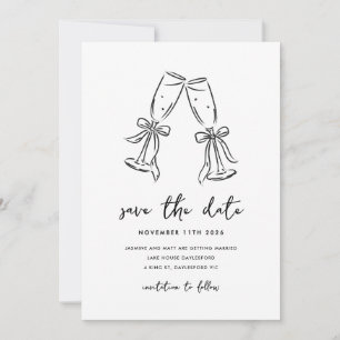 Minimale handgezeichnete skurrile Doodle-Hochzeits Save The Date