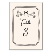 Minimale handgezeichnete Tauben Hochzeit Tischnumm