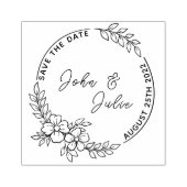 Minimale handgezogene Blütenhochzeit rettet Datum  Gummistempel (Prägung)