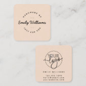 Minimale Handmade by Script Custom Logo| Braun Quadratische Visitenkarte (Vorne/Hinten)