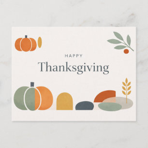 Minimale Happy Thanksgiving geometrische Kürbisse Feiertagspostkarte