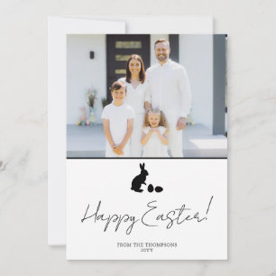 Minimale Hasen in Schwarz und Familienfoto Ostern Karte