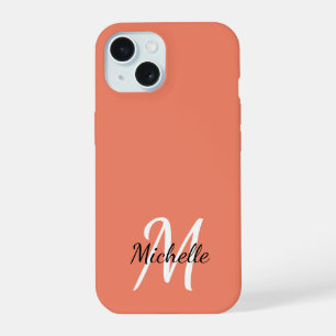 Minimale helle orangefarbene Monogramm-Initiale iPhone 15 Hülle