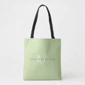 Minimale hellgrüne weiße Schriftmonogramm Tasche (Vorderseite)