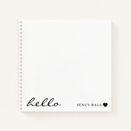 Minimale Hello Moderne Herzgestaltung Notizblock