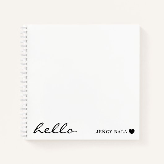 Minimale Hello Moderne Herzgestaltung Notizblock (Vorderseite)