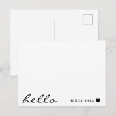 Minimale Hello Moderne Herzgestaltung Postkarte (Vorne/Hinten)