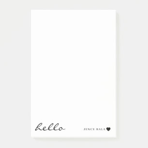 Minimale Hello-Weißherzgestaltung Post-it Klebezettel