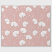 Minimale hellrosa Blume weißes Blumenmuster Geschenkpapier (Flach)