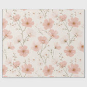 Minimale hellrosa Blume weißes Blumenmuster Geschenkpapier (Flach)