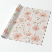 Minimale hellrosa Blume weißes Blumenmuster Geschenkpapier (Ungerollt)
