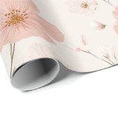 Minimale hellrosa Blume weißes Blumenmuster Geschenkpapier (Rolleneckpunkt)