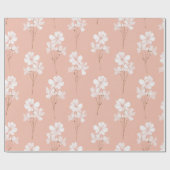 Minimale hellrosa Blume weißes Blumenmuster Geschenkpapier (Flach)