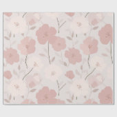 Minimale hellrosa Blume weißes Blumenmuster Geschenkpapier (Flach)