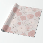 Minimale hellrosa Blume weißes Blumenmuster Geschenkpapier (Ungerollt)