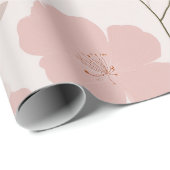 Minimale hellrosa Blume weißes Blumenmuster Geschenkpapier (Rolleneckpunkt)
