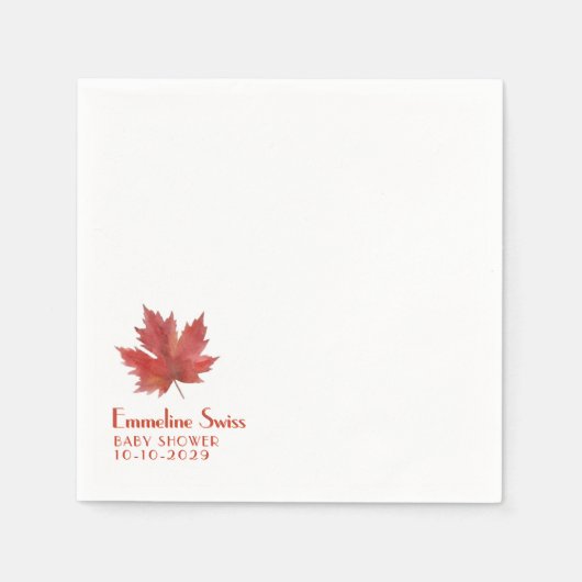 Minimale Herbstlaub-Babyshower-Serviette Serviette (Vorderseite)