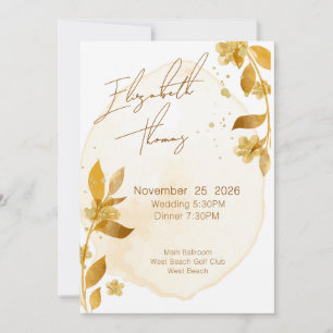 Minimale herbstliche goldene botanische Schrift Ho Einladung