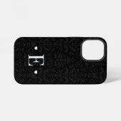 Minimale Herz Chic Anfangsmonogramm Schwarzer Dama iPhone Hülle (Rückseite (Horizontal))
