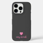Minimale Herz-Monogramm kann schwarz rosa bearbeit Case-Mate iPhone Hülle (Rückseite)