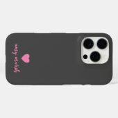 Minimale Herz-Monogramm kann schwarz rosa bearbeit Case-Mate iPhone Hülle (Rückseite (Horizontal))