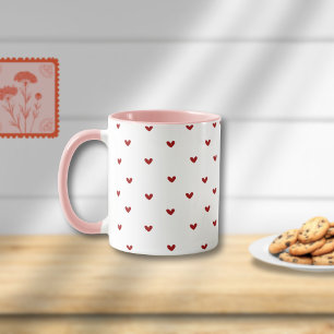 Minimale Herz-Muster-Tasse Weiche rosa verschenk Tasse