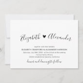 Minimale Herzschrift Alles in einem QR-Code Hochze Einladung (Vorderseite)