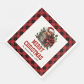 Minimale Highland-Kuh rot-schwarz karierte Serviet Serviette (Ecke)