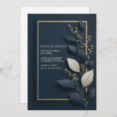 Minimale Hochzeit der Marine und des Gold Leaf Einladung (Vorne/Hinten)