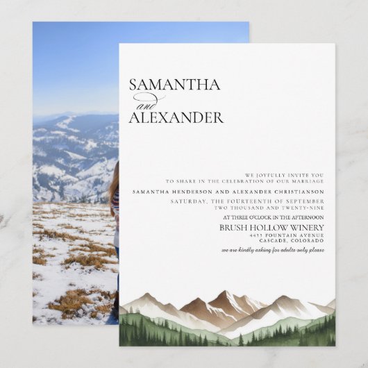 Minimale Hochzeit Einladung (Vorne/Hinten)