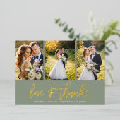 Minimale Hochzeit Foto Collage Sage Vielen Dank Folieneinladung (Stehend vorne)