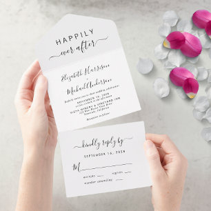 Minimale Hochzeit 'Happily Ever After' All In One Einladung