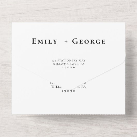 Minimale Hochzeit in einem All In One Einladung (Rückseite)