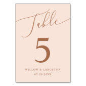 Minimale Hochzeit in Rosa Tischnummer (Rückseite)