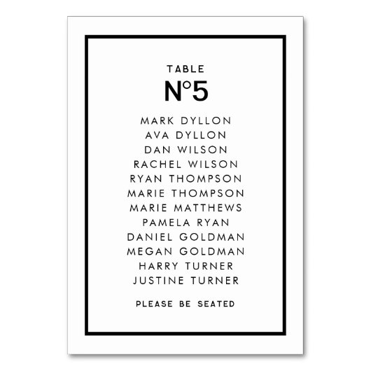Minimale Hochzeit mit französischem Chic Tischnummer (Rückseite)