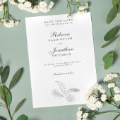 Minimale Hochzeit mit tropischem Leaf retten das D Einladung