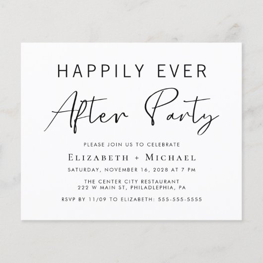 Minimale Hochzeit nach Party Einladung (Vorderseite)