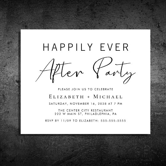 Minimale Hochzeit nach Party Einladung