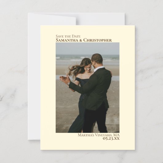 Minimale Hochzeit Save the Date Vertikal Foto Elfe Magneteinladung (Vorderseite)