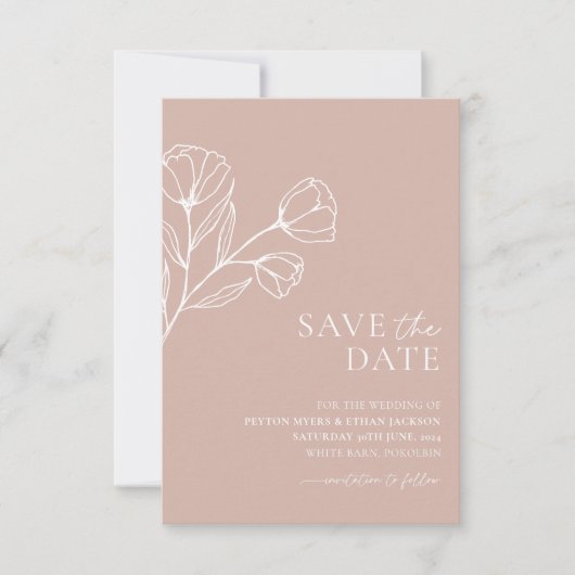 Minimale Hochzeit Speichern Sie das Datum botanisc Save The Date (Vorderseite)