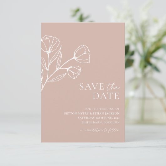 Minimale Hochzeit Speichern Sie das Datum botanisc Save The Date (Stehend Vorderseite)