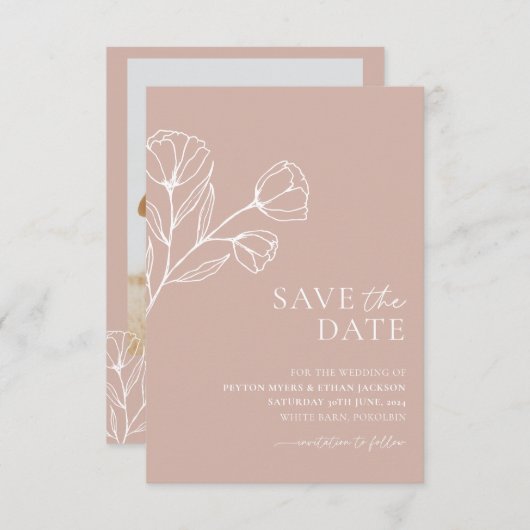Minimale Hochzeit Speichern Sie das Datum botanisc Save The Date (Vorne/Hinten)