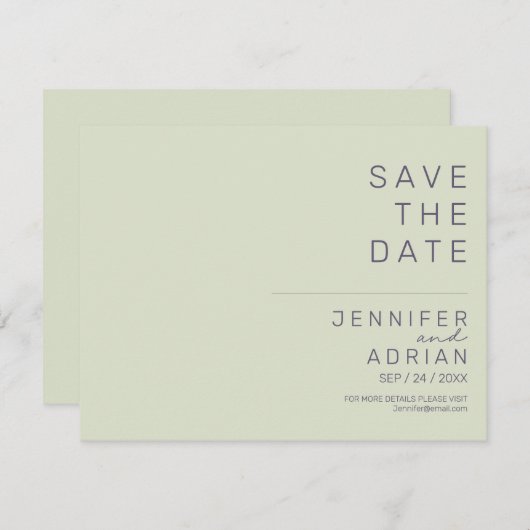 Minimale Hochzeit Speichern Sie die Datumskarten (Vorne/Hinten)