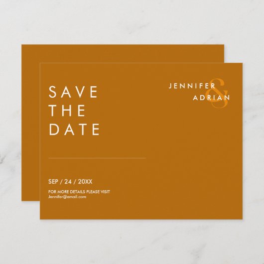 Minimale Hochzeit Speichern Sie die Datumskarten (Vorne/Hinten)