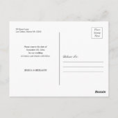 Minimale Hochzeit Speichern Sie die Datumspostkart Postkarte (Rückseite)