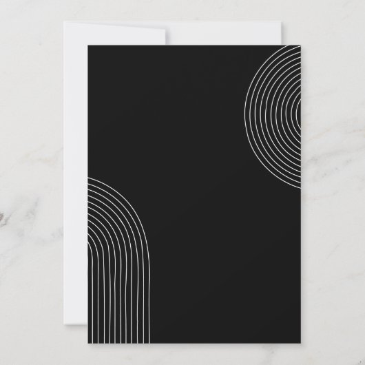 Minimale Hochzeit zwischen Schwarz und Weiß Einladung (Rückseite)