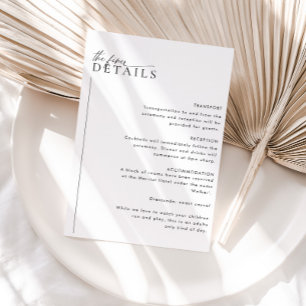 Minimale Hochzeitdetails Einschließkarte LAYLA RSVP Karte